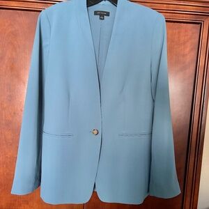 Ann Taylor Women's Long Cutaway Blazer Blue/Grey Size 10